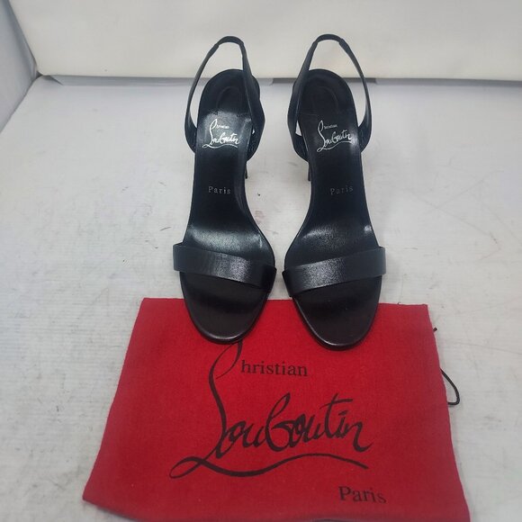 Christian Louboutin O Marylin Leather Black Strappy Heel Sandal - Picture 7 of 12